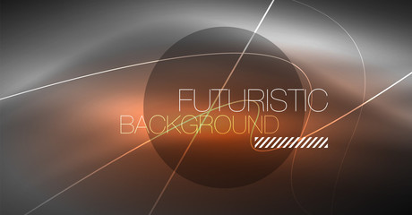 Digital technology abstract background - neon geometric design. Abstract glowing lines. Colorful techno background. Futuristic shape.
