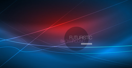 Neon glowing magic background, neon banner, night sky wallpaper. Magic light effect. Christmas abstract pattern.