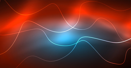 Neon lines wave background. Abstract composition