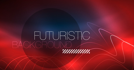 Glowing abstract wave on dark, shiny motion, Christmas and New Year magic space light. Techno abstract background