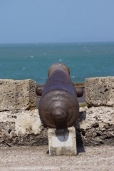 cannon in fortress Cartagena Columbia