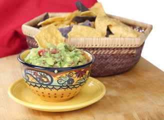 Guacamole Dip with Salsa and Chips