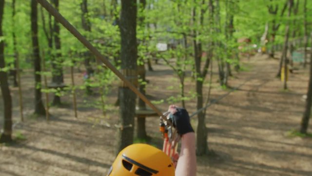 A zipline in an adventure park