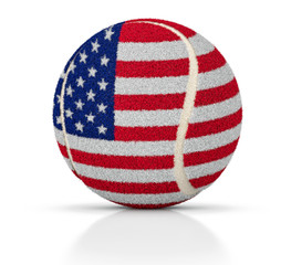 Tennis ball with USA flag texture, USA tennis ball, 3D illustration