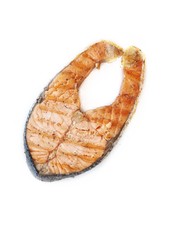 Salmon steak isolated white background