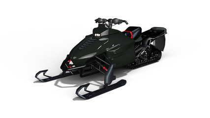 Snowmobile, motor sled, snow jet ski isolated on white background, 3D rendering