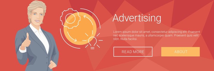 Vector Illustration. Banner. Business Woman. Management. Advertising. Business Backgrounds.