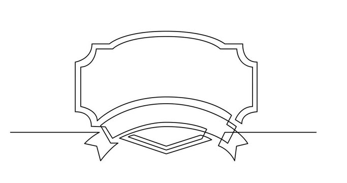 Self drawing line animation of ribbon label movie title design