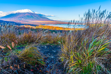 Beautiful fuji mountain in yamanakako or yamanaka lake