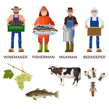 Set of people of different professions