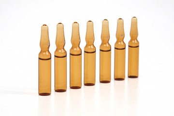 seven medical glass ampoules for injection drug