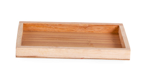 wooden tray isolated on white background