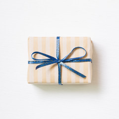 Stripe pattern gift box isolated on white background
