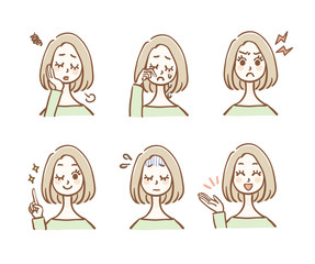 女性　表情　セット