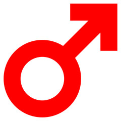 Male symbol icon - red simple thick, isolated - vector