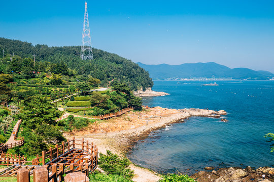 Sea and nature landscape in Tongyeong Yi Sun-sin park, Korea
