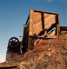 Fototapeta na wymiar Old Mining equipment in desert