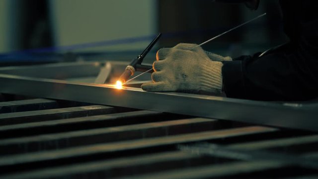 Aluminium construction argon welding view