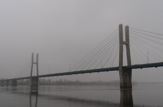 Quincy Illinois Bayview Bridge in Fog over Mississippi River