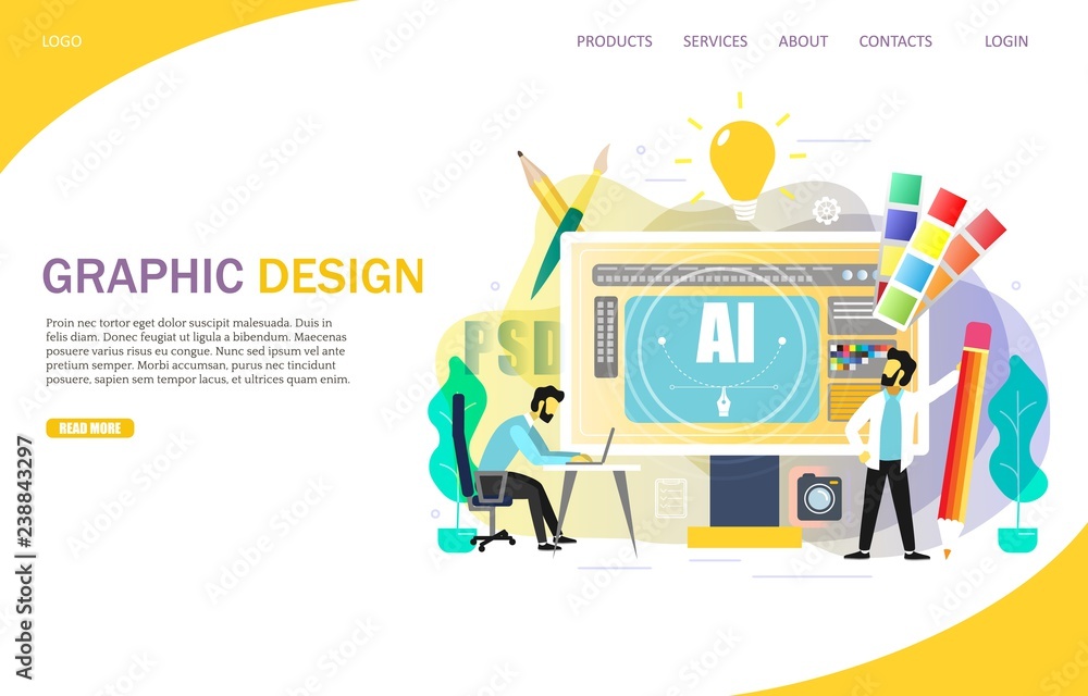 Poster graphic design landing page website vector template