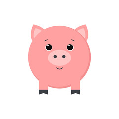 Cute piggy isolated on white background. Vector illustration.