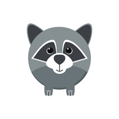 Cute raccoon isolated on white background. Vector illustration.