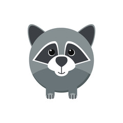 Cute raccoon isolated on white background. Vector illustration.