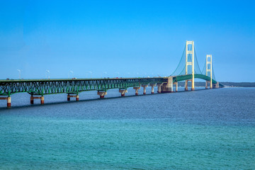 Opened in 1957, the 5 mile-long Mackinac Bridge is the world's 20th-longest main span and the longest suspension bridge between anchorages in the Western Hemisphere.