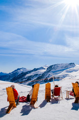 Winter landscape on Jungfraujoch, top of Eurpoe Swiss alps scenery..