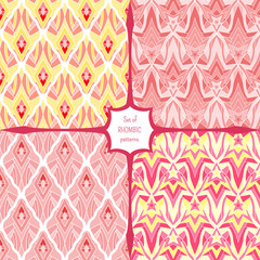Set of rhombic seamless ornaments in the same style.