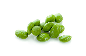 Parkia speciosa seeds or bitter bean on white background