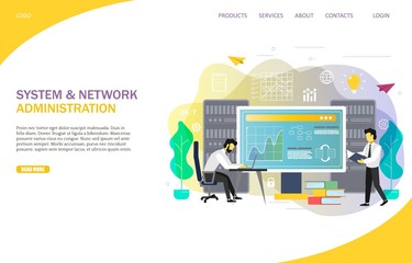 System administrator landing page website vector template
