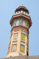 A minaret of the Wazir Khan Mosque in the Lahore