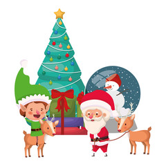 santa claus and elf with crystal ball