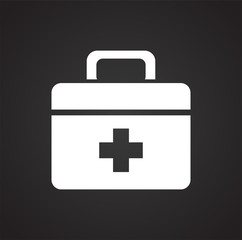 Obraz premium Camping first aid kit on black background for graphic and web design, Modern simple vector sign. Internet concept. Trendy symbol for website design web button or mobile app