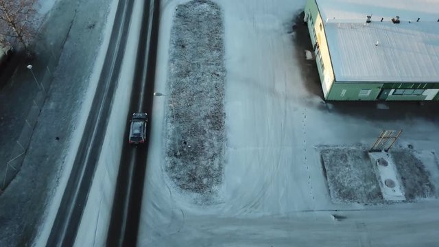 Aerial Footage Of Finnish City / Sein&radic;&sect;joki / Rengastie in nice snowy Winter look of Finland.