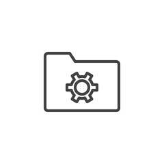 Folder settings outline icon. linear style sign for mobile concept and web design. folder with gear simple line vector icon. Symbol, logo illustration. Pixel perfect vector graphics