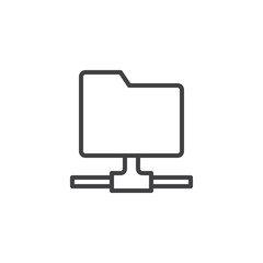 Sharing archive outline icon. linear style sign for mobile concept and web design. Computer network folder simple line vector icon. Symbol, logo illustration. Pixel perfect vector graphics