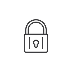 Padlock lock outline icon. linear style sign for mobile concept and web design. Locked padlock with keyhole simple line vector icon. Symbol, logo illustration. Pixel perfect vector graphics