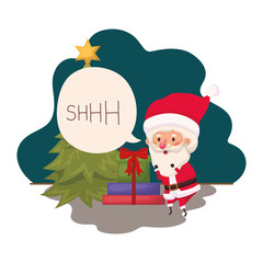 santa claus with christmas tree and gifts