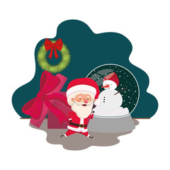 santa claus with crystal ball and gift box