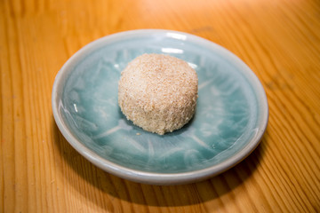 Glutinous rice cake on dish