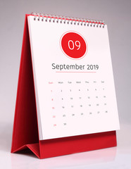 Simple desk calendar 2019 - September