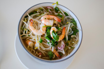 Pho, Vietnamese Soup Bowl with seafood