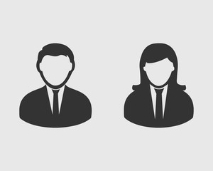 Corporate Team Icon.Male and female symbol on gray background. 