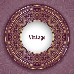 Vintage ornamental round frame for greeting card, invitation or packaging design