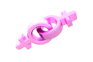 Simple lesbian icon. Gender symbol. linear male symbol 3d illustration.