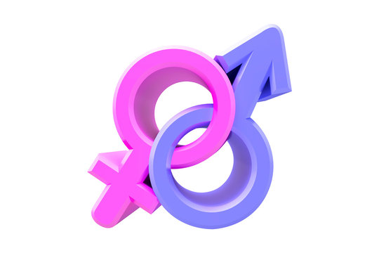 Male and Female icon symbol on white background. Symbols of gender concept design. 3D illustration