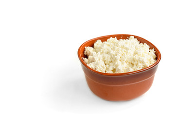 Cottage cheese isolated on white background.