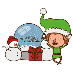 elf with gift box and crystal ball